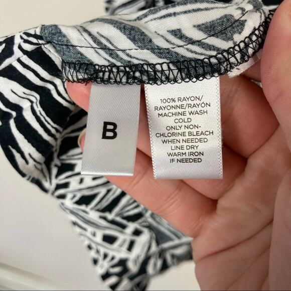 Loft Black White Palm Tree Print Sleeveless Dress Sz S - Picture 5 of 7